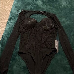 Black Lace Long Sleeve Bodysuit